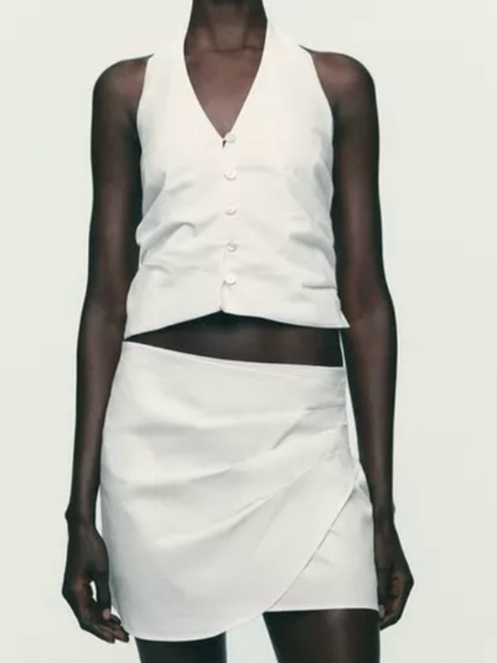 NWT Zara Ruched Halter Neck Button-Up Vest Top Small